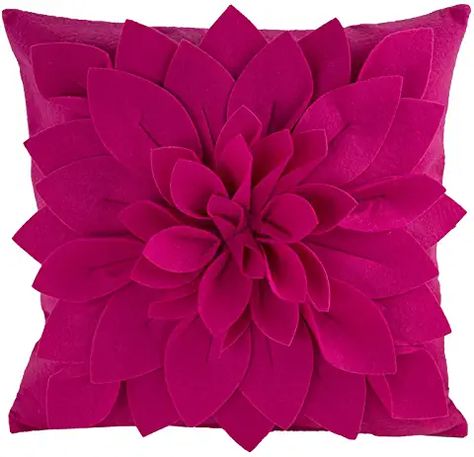 Hot Pink Throw Pillows, Hot Pink Decor, Unique Decorative Pillows, Living Room Cushions, Pink Throws, Pink Throw Pillows, Handmade Throws, Flower Pillow, Couch Throw Pillows