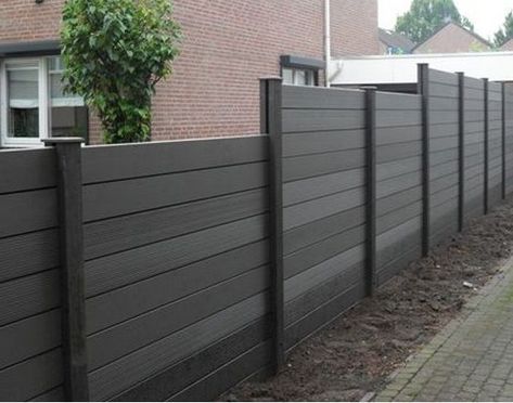 Wood Fence Design, Composite Fencing, Black Fence, Modern Fence Design, Privacy Fence Designs, Cheap Fence, Front Fence, Horizontal Fence, Diy Fence