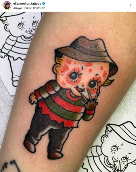 Kewpie Tattoo, Friday The 13th Tattoo, 13 Tattoos, Halloween Tattoo, My Best Life, Halloween Tattoos, Tattoo Design Drawings, Life Tattoos, Too Cute