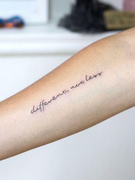 Tattoo Different, Resilience Tattoo, Different Not Less, Love Symbol Tattoos, Awareness Tattoo, Health Tattoo, Self Love Tattoo, Explore Tattoo, Cute Tiny Tattoos