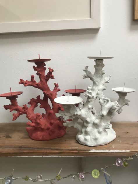 Air Clay Candle Holder, Candle Holder Clay, Coral Candle Holder, Fake Coral, Clay Candle Holders, Clay Candle, Sea Coral, Seasonal Decorations, Candle Stand