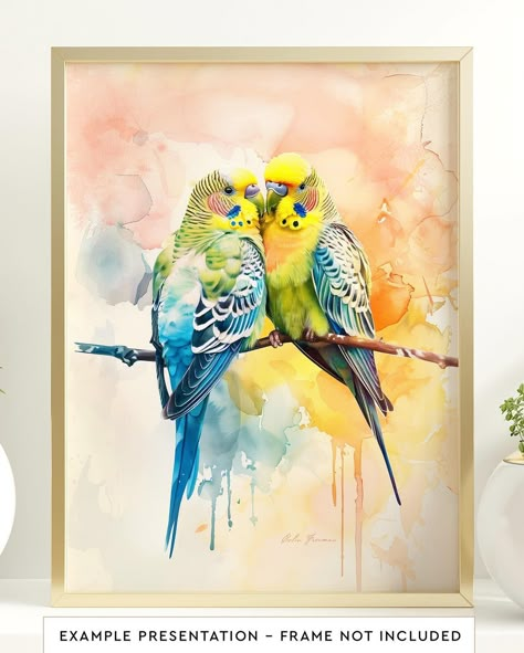 Budgerigar Buddies #parakeet #budgie #birdart #watercolor Parakeet Painting, Birds Paintings, Birds Tropical, Budgies Bird, Bird Paintings, Bird Painting, Bird Wall Art, Bird Drawings, Birds Painting