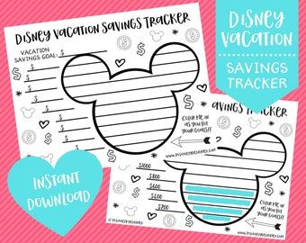 Vacation Savings Tracker, Disney Savings, A5 Planner Printables, Savings Chart, Vacation Fund, Vacation Savings, Disney Vacation Planner, Budget Planner Printable, Vacation Planner