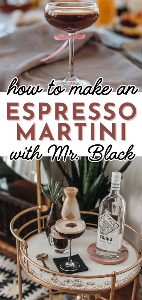 A perfectly crafted espresso martini on a bar cart, featuring the bold flavors of Mr. Black for a deeper coffee taste. Black Espresso Martini, Mr Black Espresso Martini, Big Batch Espresso Martini, Basic Cocktail Recipes, Mixology 101, Basic Cocktails, Espresso Martini Recipe, Espresso Martinis, Special Drinks