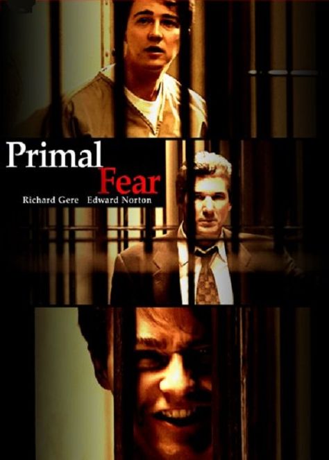 Primal Fear (1996) great movie mostly due to Edward Norton's ingenious acting, wow! Primal Fear Poster, Primal Fear Movie, Fear 1996, Fear Movie, Alfre Woodard, Primal Fear, Dvd Collection, Bad People, Edward Norton