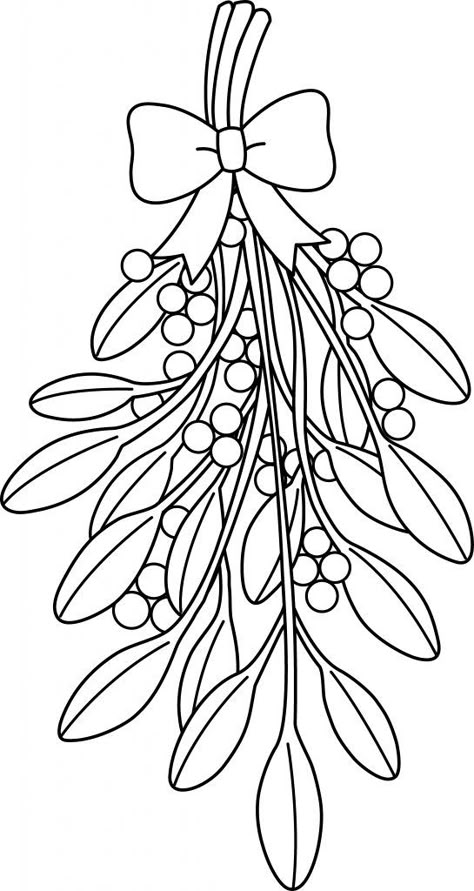 Mistletoe Drawing, Mistletoe Clipart, Embroidery Christmas, Pola Sulam, 자수 디자인, Christmas Drawing, Christmas Coloring Pages, Christmas Embroidery, Christmas Holly