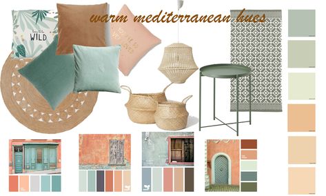 Interior Design Color Palette, Color Palette Interior, Mediterranean Color Palette, Spanish Interior Design, Colors For House, Paint Colors For House, Color Palette Interior Design, Gray Color Palette, Spanish Interior