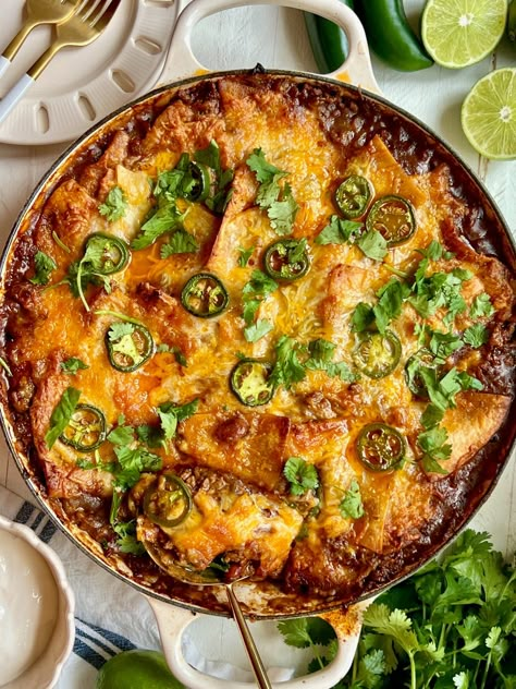 Easy Weekday Skillet Beef Enchiladas – A Sutherland Belle Skillet Beef Enchiladas, Skillet Enchiladas, Outstretched Hand, Middle Daughter, Societal Norms, Tacos And Burritos, Three Girls, Beef Enchiladas, Skillet Meals