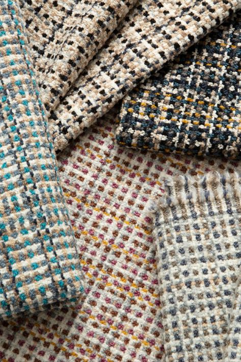 Tweedle is a novelty texture woven in Italy. The intermingling of bumpy boucle bits creates an all-over miniature check pattern. It is tailored, soft and cozy with a very menswear look and feel. It is the ultimate bridge fabric with its multicolored surface. #pollacktextiles #soft #cozy #multicolored #texture Car Fabric, Furniture Board, Jaipur Living, Boucle Fabric, Feel It, Check Pattern, Home Textile, Upholstery Fabric, Tartan