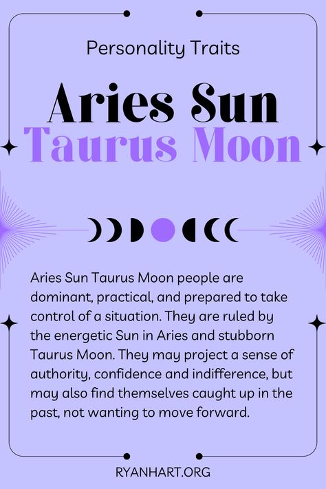 Aries Sun Taurus Moon, Moon Personality, Aries Sun Sign, Sun In Aries, Moon In Taurus, Aries Sun, Aries Moon, Capricorn Rising, Chart Astrology