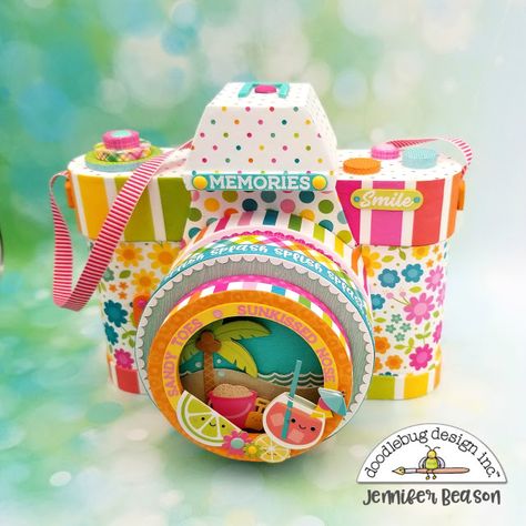 3d Camera Template, Diy Camera Craft, Paper Camera, Camera Crafts, 3d Paper Projects, Baby Mini Album, 3d Camera, Paper Box Template, Scrapbooking Techniques