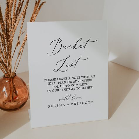 Bucket List Bride And Groom, Bucket List Sign For Wedding, Wedding Bucket List Sign, Bucket List Wedding Guest Book, Bucket List Wedding, Wedding Bucket List, Romantic Bucket List, Summer Calligraphy, Wedding Bucket