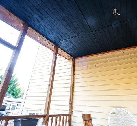 Covered Porch with Navy Blue Ceiling: Updates! - Covered Porch Ceiling, Navy Blue Ceiling, Aqua Chair, Haint Blue Porch Ceiling, Blue Porch Ceiling, Blue Porch, Blue Ceiling, Navy Blue Bedrooms, Haint Blue