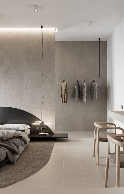 Concrete Bedroom, Instagram Bedroom, Concrete Effect Paint, Japanese Interior, Bedroom Goals, Interior Inspo, Interior Architecture Design, 2023 2024, Bedroom Wall