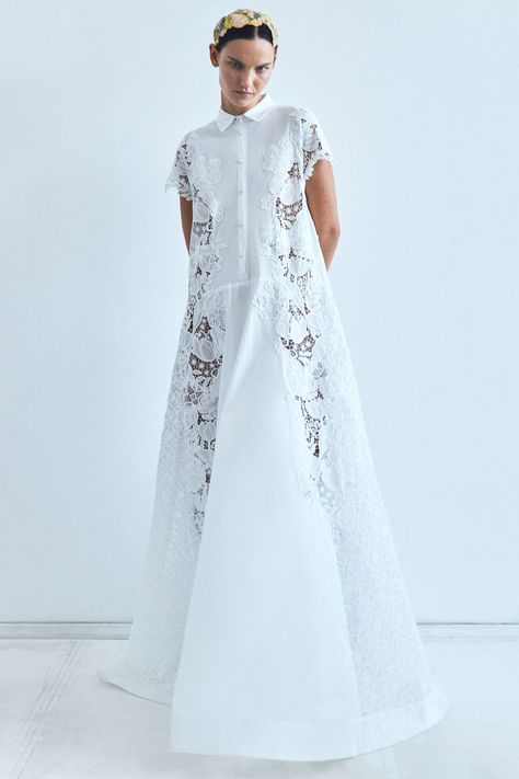 Lela Rose Pre-Fall 2024 https://www.vogue.com/fashion-shows/pre-fall-2024/lela-rose Full Skirts, Pre Fall Collection, Lela Rose, Poplin Dress, Lace Inset, Marchesa, Elie Saab, 2024 Collection, Fall 2024