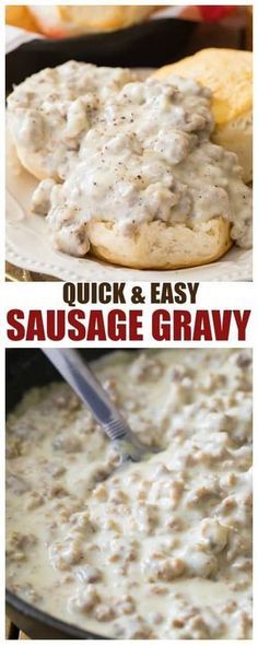 Easy Sausage Gravy, Homemade Sausage Gravy, Sausage Gravy Recipe, Breakfast Sides Dishes, Breakfast Appetizers, Homemade Sausage, Gravy Recipe, Sausage Gravy, Delicious Breakfast Recipes