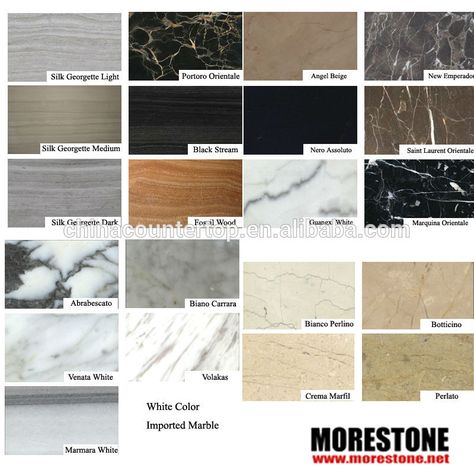 Popular types of marble Types Of Marble, Marble Pictures, Material Library, Bad Design, Marble Stones, Home Design, Tile, Marble, Stone