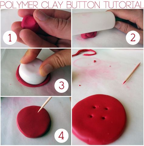 Polymer Clay Button Tutorial #DIY Fimo Buttons, Polymer Clay Buttons, Button Projects, Clay Buttons, Clay Box, Button Ideas, Poly Clay, Project List, Salt Dough