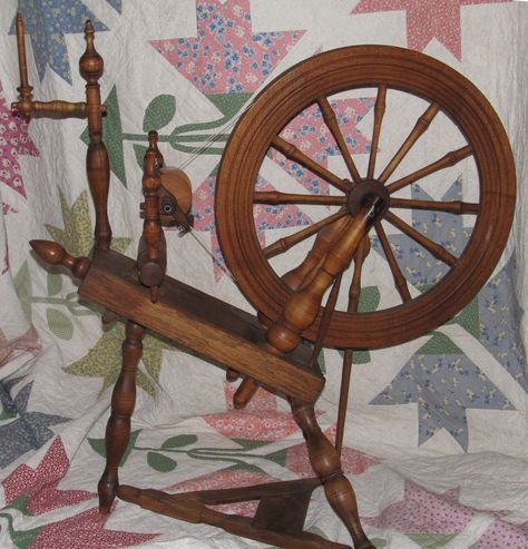 Saxony spinning wheel complete with distaff, circa 1778 - 1800, possibly crafted by Joshua Eden from Charleston S.C.  Front view. Spinning Wheel For Sale, Colonial Cooking, Antique Spinning Wheel, Refrigerator Decoration, Wheel Decor, Spinning Wheels, Wheels For Sale, Maker’s Mark, Saxony