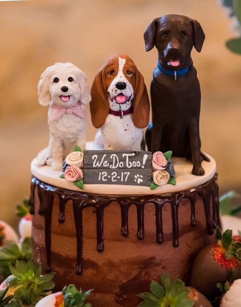 Custom Pet Cake Toppers - Custom Wedding Cake topper Wedding Table Toppers, Bridal Cake Topper, Dog Cake Topper Wedding, Country Wedding Cakes, Dog Cake Topper, Wedding Cake Recipe, Floral Wedding Cakes, Dog Cakes, Custom Wedding Cake Toppers