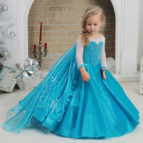 Elsa Fancy Dress, Princess Costumes For Girls, Rapunzel Birthday Party, Frozen Dress, Elsa Costume, Tutu Party, Frozen Costume, Snow Dress, Elsa Dress