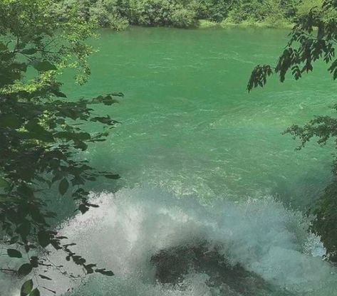 water, river, dream, pretty, green, aesthetic, waterfall, lake, trees, beautiful, nature Mint Green Aesthetic, Sage Green Wallpaper, Water Aesthetic, Green Pictures, Dorm Art, Color Vibe, Green River, Green Landscape, Pretty Green