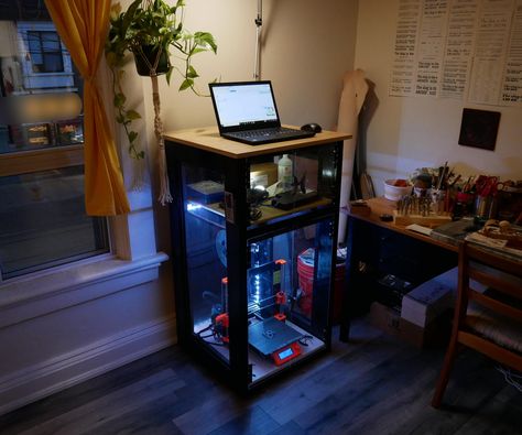 Printer Station, 3d Printer Enclosure, Portable Projector Screen, How To Build A Log Cabin, Dust Collection System, Printer Stand, 3d Printing Diy, 3d Cnc, 3d Printer Diy