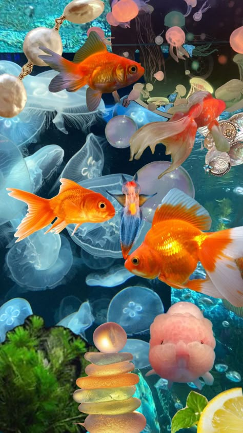 Gold Fish Wallpaper Iphone, Goldfish Wallpaper Aesthetic, Cheengu Wallpaper, Golden Fish Wallpaper, Photobox Idea, Chaos Wallpaper, Fish Wallpaper Iphone, Goldfish Wallpaper, Pet Goldfish