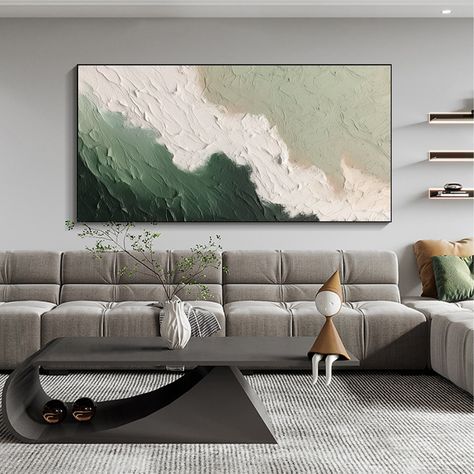 Minimalist Beach Oil Painting on Canvas, Original Abstract Large Wall Art,Texture Ocean Wave Painting,Custom Painting Living Room Home Decor Big Art Work Living Room, Wall Art Texture, Ocean Wave Painting, Horizontal Painting, Decorate Bedroom, Beach Oil Painting, Oil Painting Nature, Diy Abstract Canvas Art, Painting Living Room