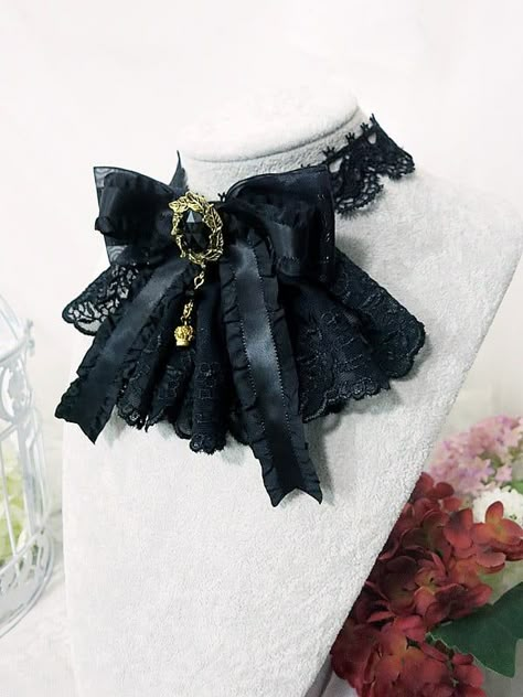 Bow Tie Length: 11cm.  Bowknot Size: 10*13cm.  Lace Choker Length: 42cm  Attention: This price includes a choker only, others are not included. Tie Choker, Pretty Jewelry Necklaces, Lace Choker, Concept Clothing, Elegant Gothic, Tie Length, Tie Styles, Lace Bows, Gothic Lolita