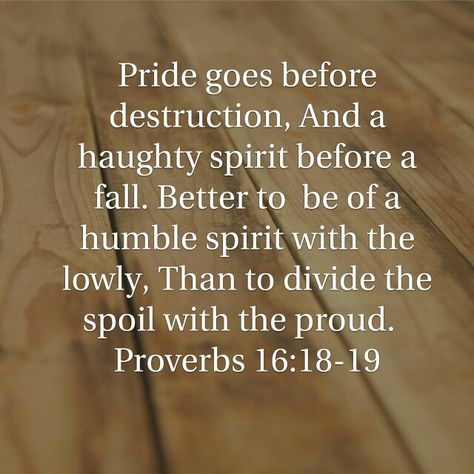 Proverbs 16:18-19 Pride Quotes, Bible Verses About Strength, Powerful Scriptures, Godly Life, Inspirational Verses, Proverbs 16, Spoken Words, Something To Remember, Biblical Quotes