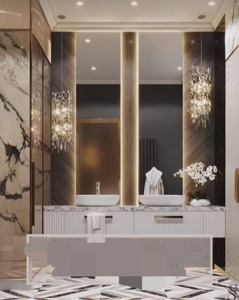 Modern Luxury Bathroom, Bathroom Decor Luxury, Washroom Design, Bathroom Mirror Lights, Bathroom Design Decor, Toilet Design, Bathroom Mirrors, Led Mirror Bathroom, Bathroom Design Luxury