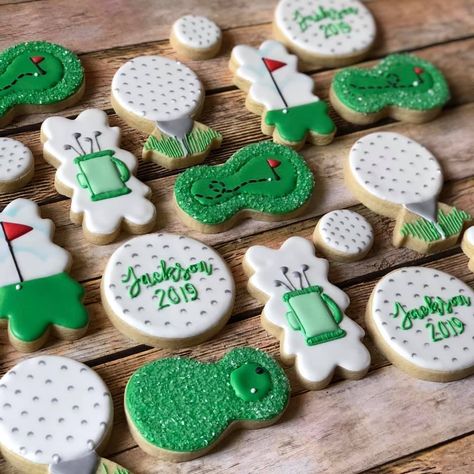 Golf Retirement Cookies, Hole In One First Birthday Cookies, Golf Cookies Decorated, Golf Sugar Cookies, Golf Grooms Cake, Golf Cookies, Golf Birthday Cakes, Sports Cookies, Golf Theme Party