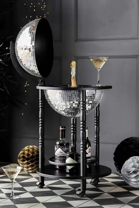 Black Disco Ball, Silver Disco Ball, Bar Shelves, Drinks Trolley, Rockett St George, Bar Storage, Trolley Cart, Drink Station, Mirror Ball