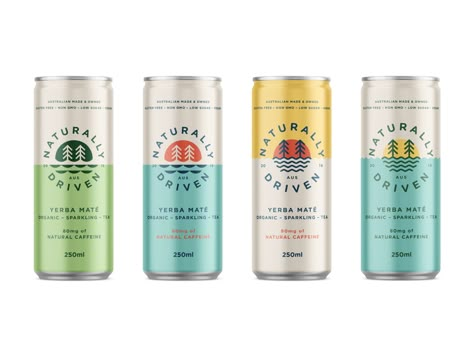 Canned Drinks Packaging, Energy Drinks Packaging, Packaging Typography, Beer Packaging Design, Energy Tea, Drinks Packaging Design, Pastel Design, Natural Caffeine, Drinks Brands