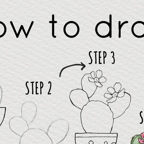 How To Draw A Cactus, Tiny Cactus, Pen Illustration, Watercolor Beginner, Simple Art, Insta Art, Learn To Draw, Line Drawing, Drawing Tutorial