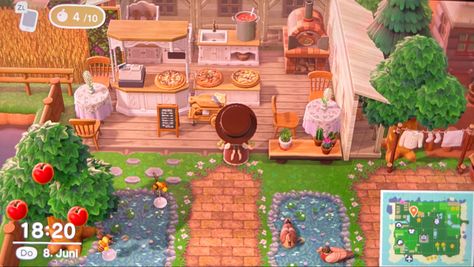 Acnh Eating Area, Animal Crossing Pizza, Acnh Pizza Shop, Pizza Place, Animal Crossing, Nintendo, Pizza, Animals, Pizzas