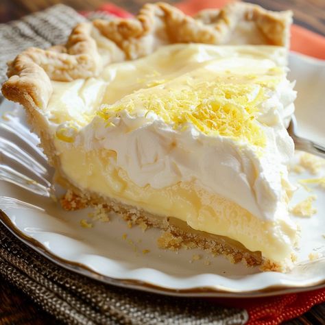 Lemon Angel Pie Lemon Angel Pie, Lemon Angel Pie Recipe, Angel Pie Recipe, Meringue Crust, Angel Pie, Lemon Filling, Pie Pan, Dessert Options, Chocolate Drizzle