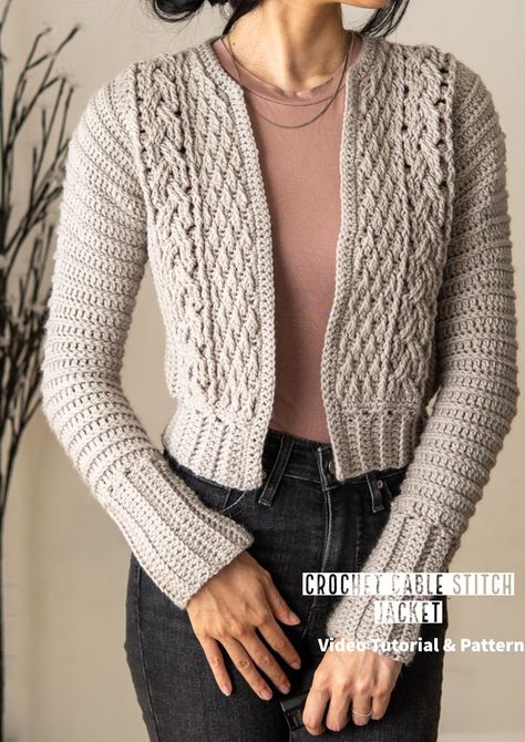 Stitch Jacket, Crochet Cable Stitch, Gilet Crochet, Pull Crochet, Crochet Cable, Cable Stitch, Crochet Jacket, Crochet Cardigan Pattern, Sweater Crochet Pattern