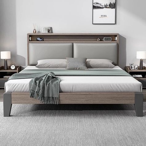 Experience royal comfort with our Luxury King Size Wooden Bed Frame! 👑🛌 Make your bedroom a sanctuary of style. Shop now! King Size Wooden Bed, King Size Frame, Wooden King Size Bed, Luxury Headboard, Queen Sized Bedroom, Wooden Bed Frame, Cama King Size, Peaceful Night, Bedroom Oasis