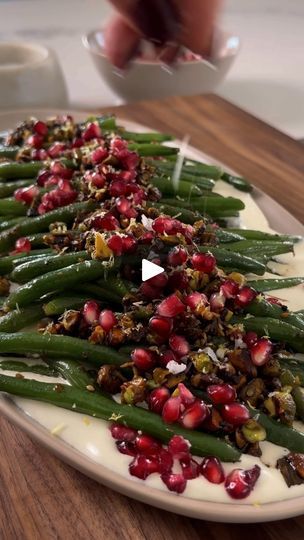 Green Beans Whipped Feta, Whipped Feta Green Beans, Green Beans With Whipped Feta, Brown Butter Green Beans With Pistachios, Green Beans Feta, Green Beans With Pomegranate, Brown Butter Green Beans, Green Beans Side Dish Recipes, Green Beans And Feta