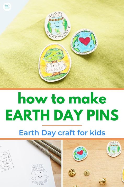 Learn how to make DIY Earth Day pins. An easy, creative Earth Day craft for kids of all ages to make. Celebrate Earth Day and wear your cool Earth Day badge! #earthdaycraft #earthdayactivity #earthday #DIYpin Earth Day Activities For Kids, Earth Day Craft, Creative Christmas Crafts, Printable Christmas Games, Earth Day Crafts, Christmas Crafts For Adults, Earth Day Activities, Halloween Crafts For Kids, Craft Projects For Kids