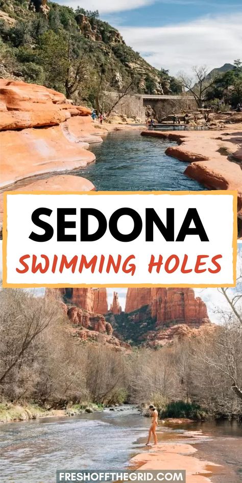 One of our favorite things to do in Sedona Arizona is visit one of the area's amazing swimming holes! Set among stunning red rocks, these swimming holes are a fun and refreshing summer activity. Sedona hikes | Sedona outdoor activities Sedona Arizona Travel, Sedona Hikes, Sedona Travel, Arizona Trip, Tennessee Nashville, Southwest Travel, Arizona Adventure, Arizona Vacation, Carolina Mountains