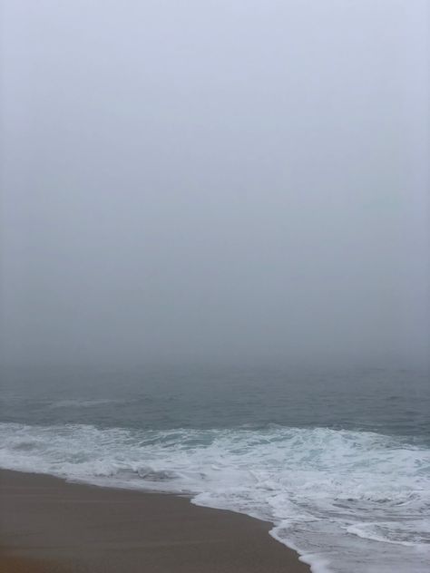 #sea #fog #beach #landscape #summer Foggy Sea Aesthetic, Cold Summer Aesthetic, Foggy Beach Aesthetic, Cold Beach Aesthetic, Foggy Ocean, Misty Beach, Misty Ocean, Fog Aesthetic, Foggy Beach