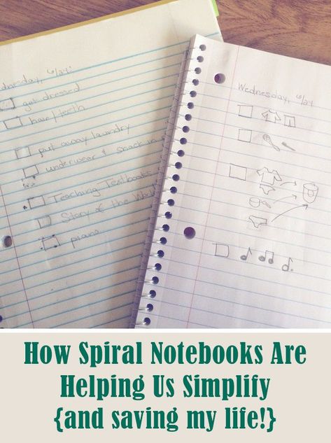 How spiral notebooks are helping us simplify {and saving my life!} | homeschool ideas | homeschool school list Planner Lists, School Bookmarks, Organised Life, How To Organize Your Closet, Homeschool Hacks, Simplify Life, Daily Chores, Homeschooling Resources, Questions To Ask Yourself