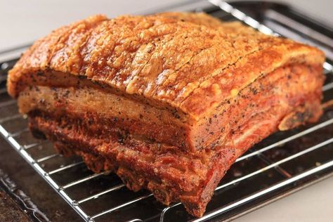 Crispy Slow-Roasted Pork Belly Recipe Pork Belly Recipe Oven, Pork Belly Oven, Slow Cook Pork, Roasted Pork Belly Recipe, Pork Belly Roast, Pork Belly Recipes Crispy, Belly Pork, Pork Belly Recipes, Crispy Pork Belly