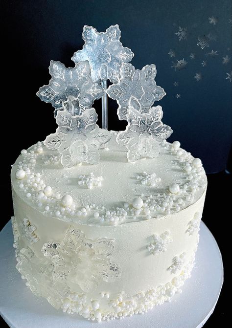 Ice Cake Design, Winter Themed Cakes Birthday, Winter Birthday Cake For Women, Snow Birthday Cake, Snowflake Cakes, Winter Birthday Cakes, Winter Wonderland Birthday Cake, Snow Themed Cake, Snow Cake Birthday