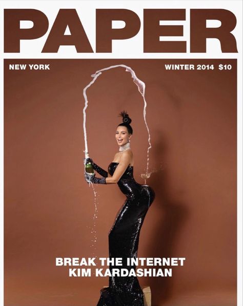 The most controversial magazine covers of all time ~ The real Kim Kardashian in Paper 2014 ~ “Break The Internet” Kim Kardashian Paper, Kim Kardashian Magazine, 80s Halloween Costumes, New York Winter, Kardashian Photos, Champagne Dress, Paper News, Kim K, Champagne Glasses