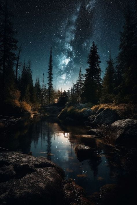 Nature Asthetics, Wald Wallpaper, Night In The Forest, Night Stars, A Starry Night, Night Forest, Scenic Photography, Landscape Photography Nature, Cool Wallpapers Art