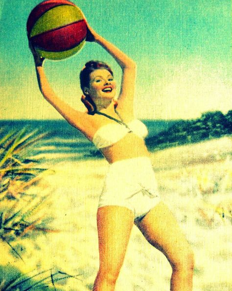 Beach Print photograph BEACH BALL BABE 8x10 Mid by VintageBeach Mid Century Modern Wall Decor, Art Plage, Beach Lover Gifts, Modern Wall Decor Art, Dream Beach, Old Florida, Vintage Florida, Beach Ball, Beach Baby